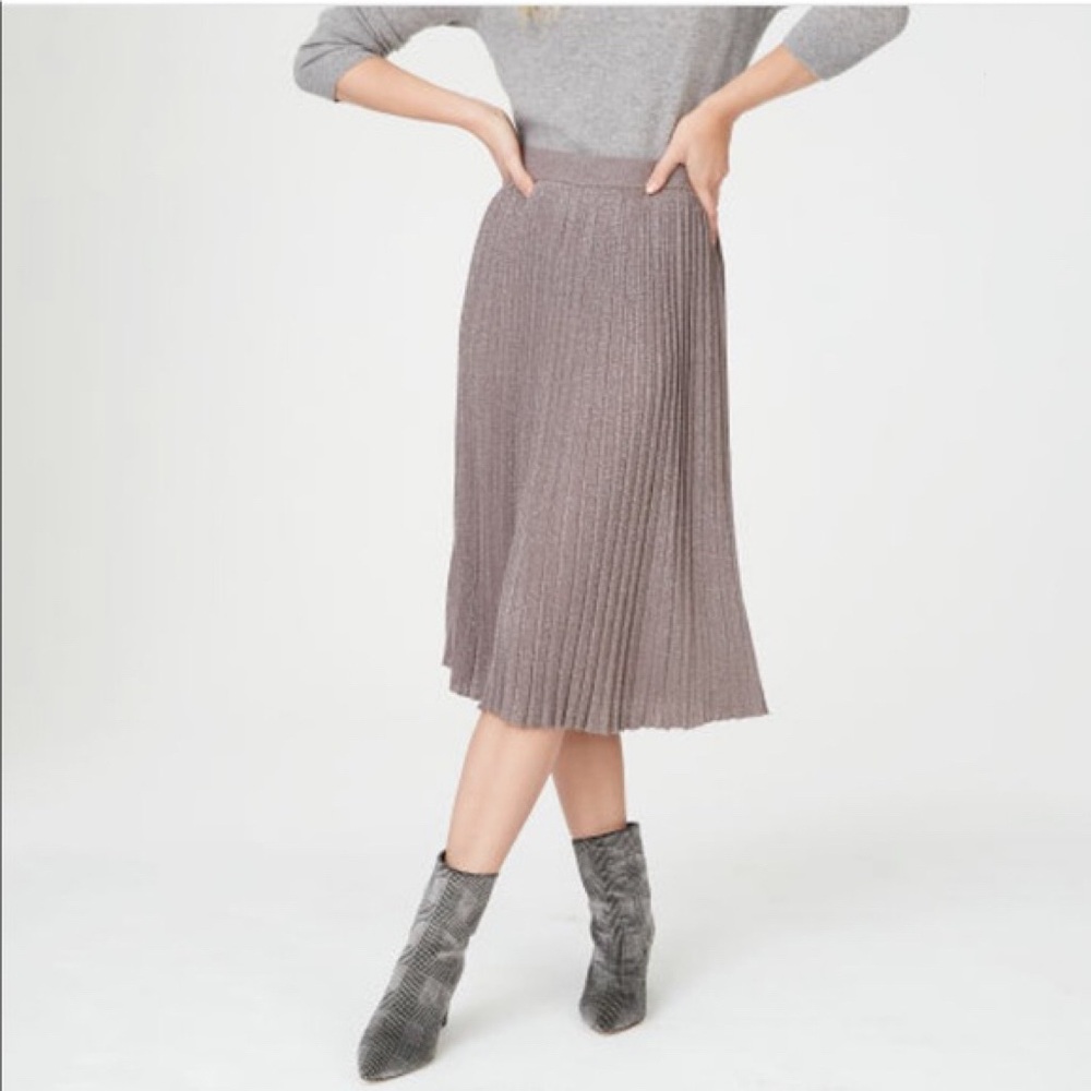 Club Monaco metallic knitted pleated skirt xs